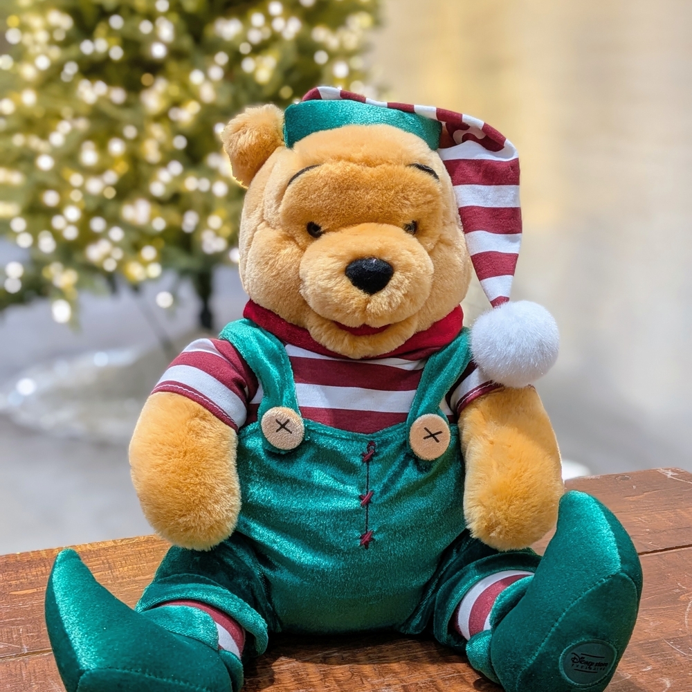 Disney Winnie the Pooh Holiday Plush Toy - Green and Red